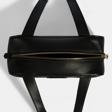  Kadın Siyah Monogram Logolu Deri Omuz Çantası