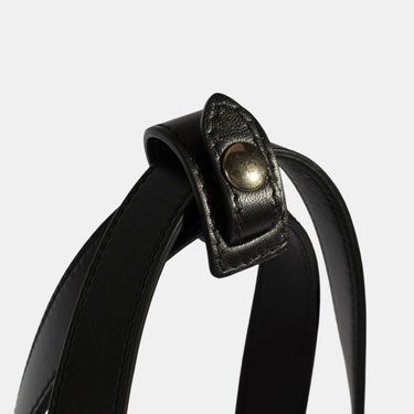  Kadın Siyah Monogram Logolu Deri Omuz Çantası