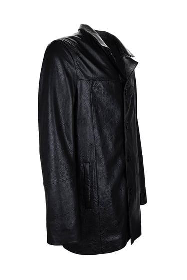  Tamer Tanca Erkek Hakiki Deri Siyah Jumbo Mont