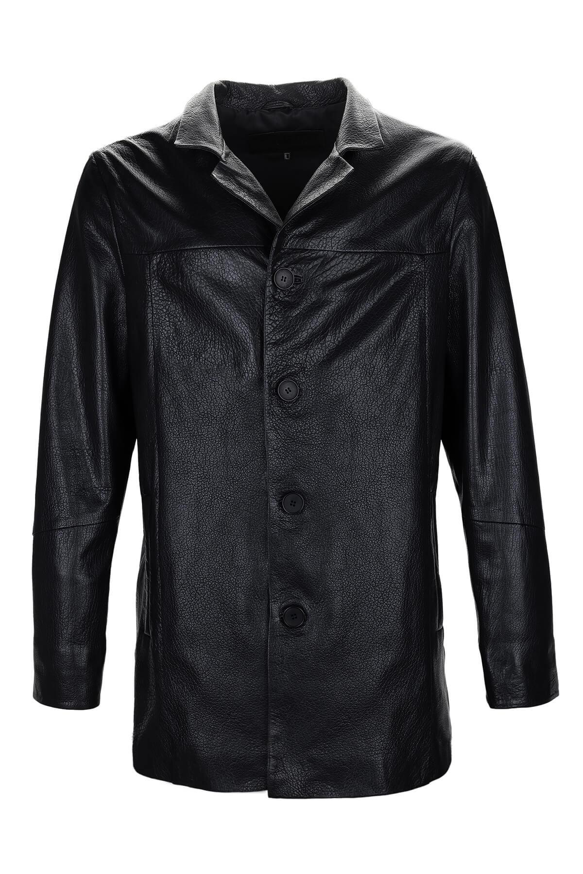  Tamer Tanca Erkek Hakiki Deri Siyah Jumbo Mont