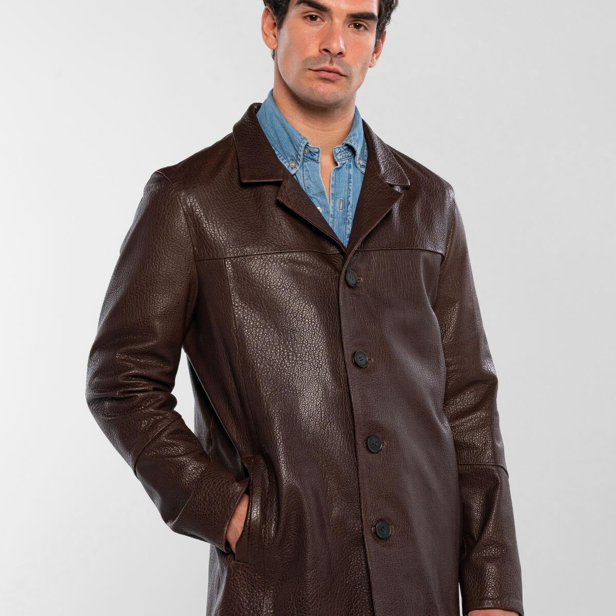 Tamer Tanca Erkek Hakiki Deri Viski Jumbo Mont