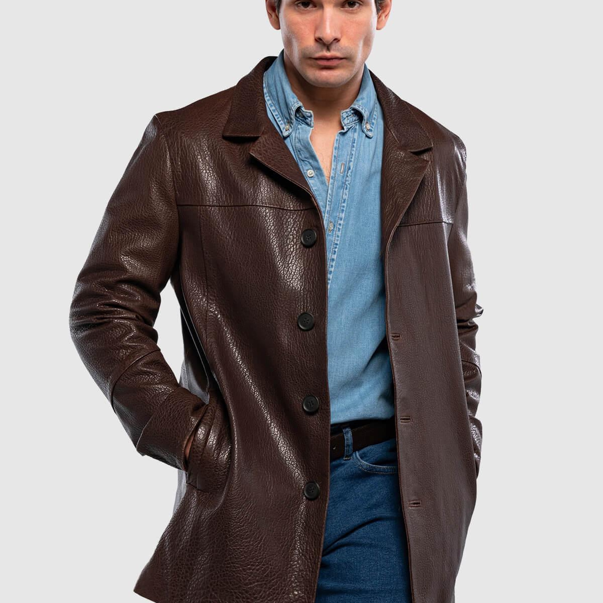 Tamer Tanca Erkek Hakiki Deri Viski Jumbo Mont