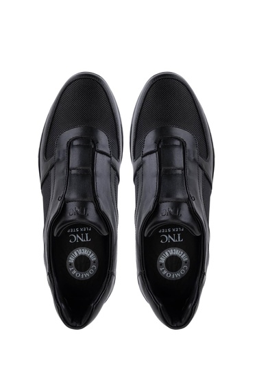  Tamer Tanca Erkek Hakiki Deri Siyah Sneakers & Spor Bot