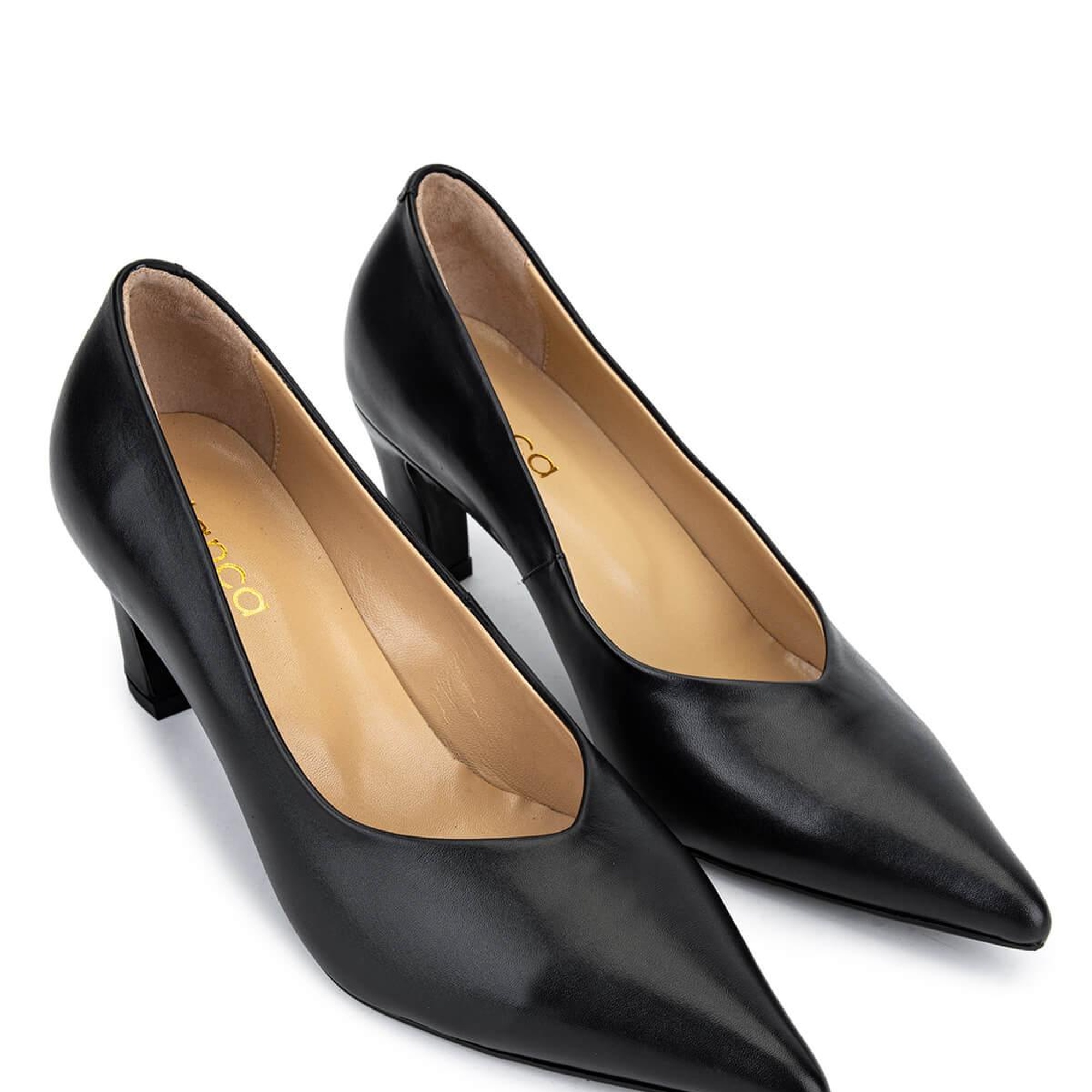 Tamer Tanca Kadın Hakiki Deri Siyah Deri Topuklu Ayakkabı