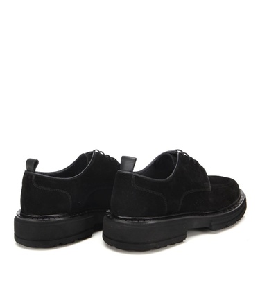  Erkek Süet Deri Siyah Kalın Tabanlı Günlük Ayakkabı