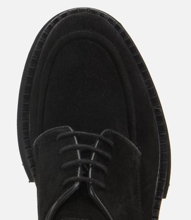  Erkek Süet Deri Siyah Kalın Tabanlı Günlük Ayakkabı