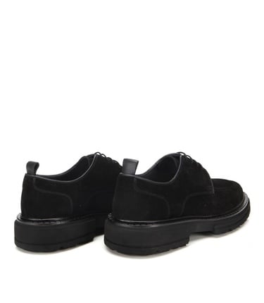  Erkek Süet Deri Siyah Kalın Tabanlı Günlük Ayakkabı