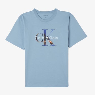  Calvin Klein Filled-In Photo Mono Çocuk Mavi T-Shirt