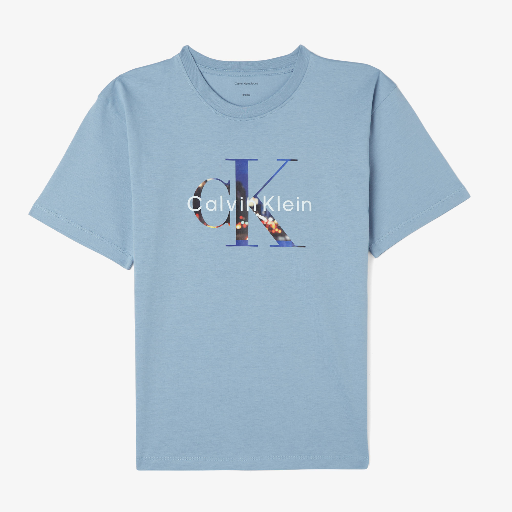  Calvin Klein Filled-In Photo Mono Çocuk Mavi T-Shirt