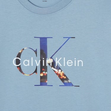  Calvin Klein Filled-In Photo Mono Çocuk Mavi T-Shirt