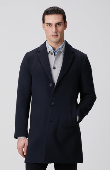  Network Erkek Lacivert Yün Mix Palto