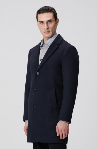  Network Erkek Lacivert Yün Mix Palto