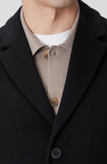  Network Erkek Siyah Yün Mix Palto