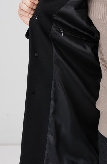  Network Erkek Siyah Yün Mix Palto