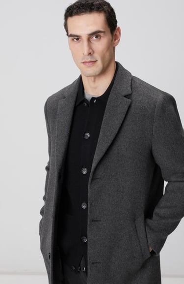  Network Erkek Antrasit Yün Mix Palto