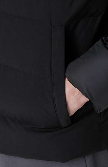  Network Erkek Siyah Kapüşonlu Ray Kapitoneli Casual Kaban