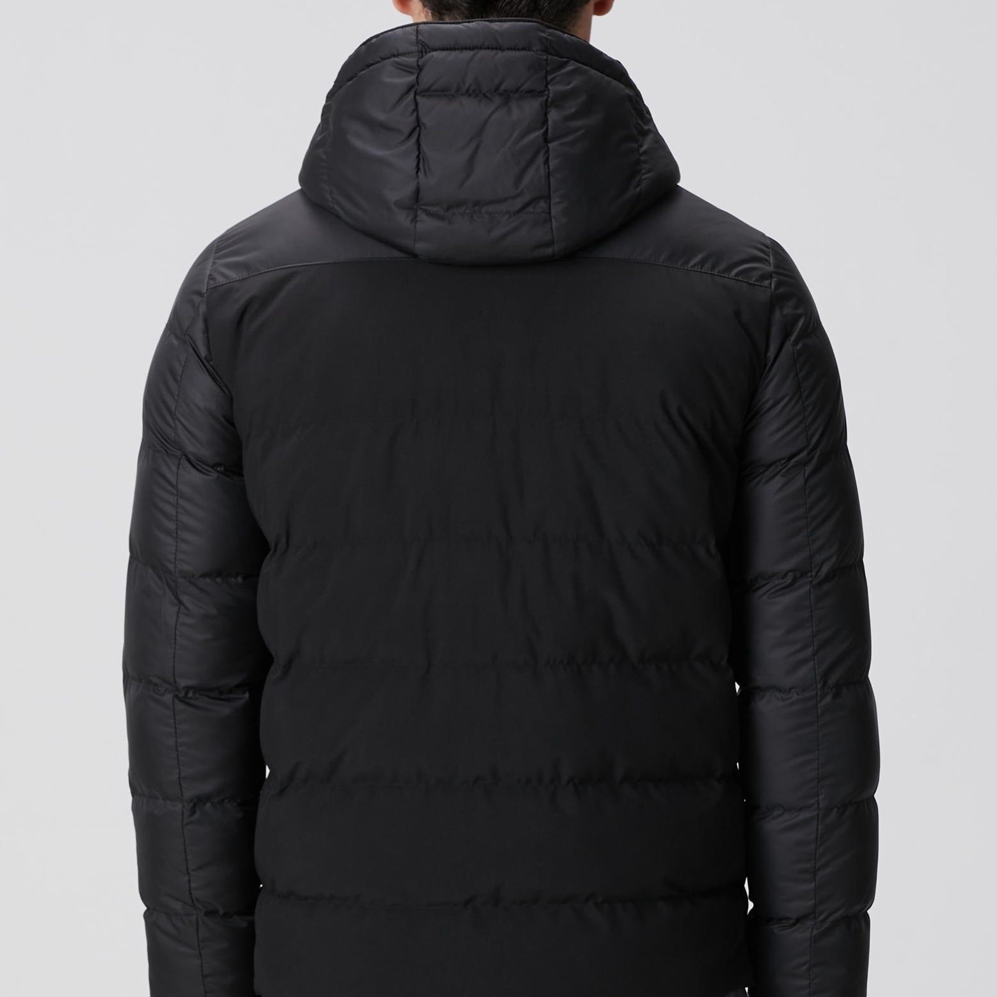 Network Erkek Siyah Kapüşonlu Ray Kapitoneli Casual Kaban