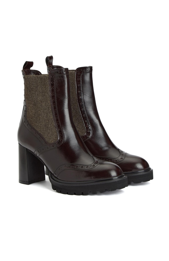  George Hogg Kadın Kahverengi Topuklu Chelsea Deri Bot