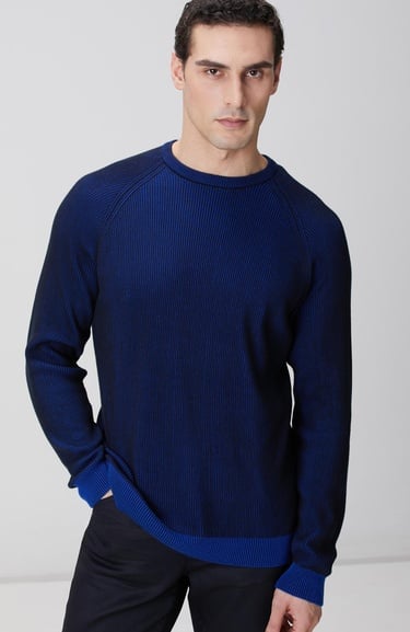  Network Erkek Lacivert Fitilli Kazak