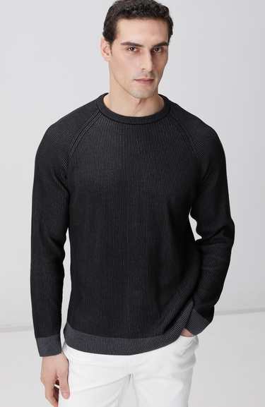  Network Erkek Siyah Fitilli Kazak