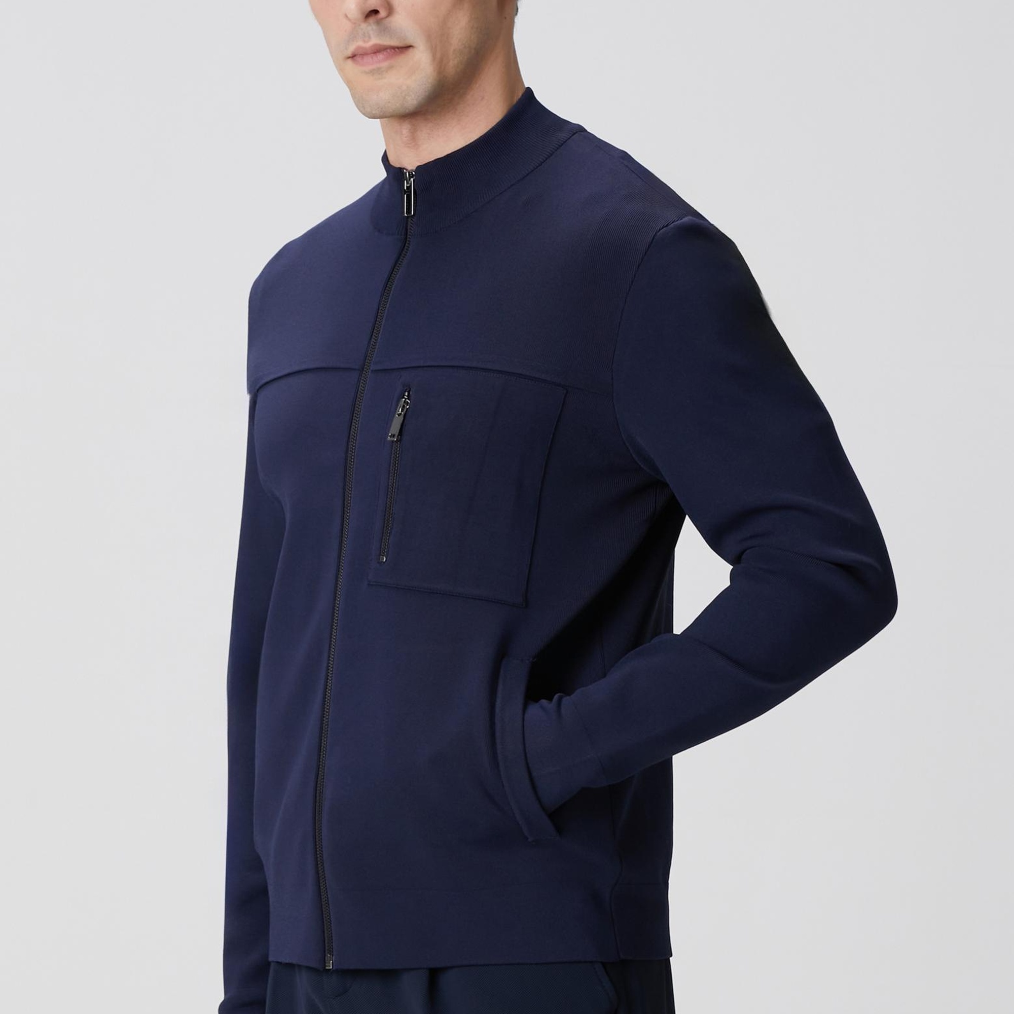 Network Erkek Lacivert Cep Detaylı Triko Mont