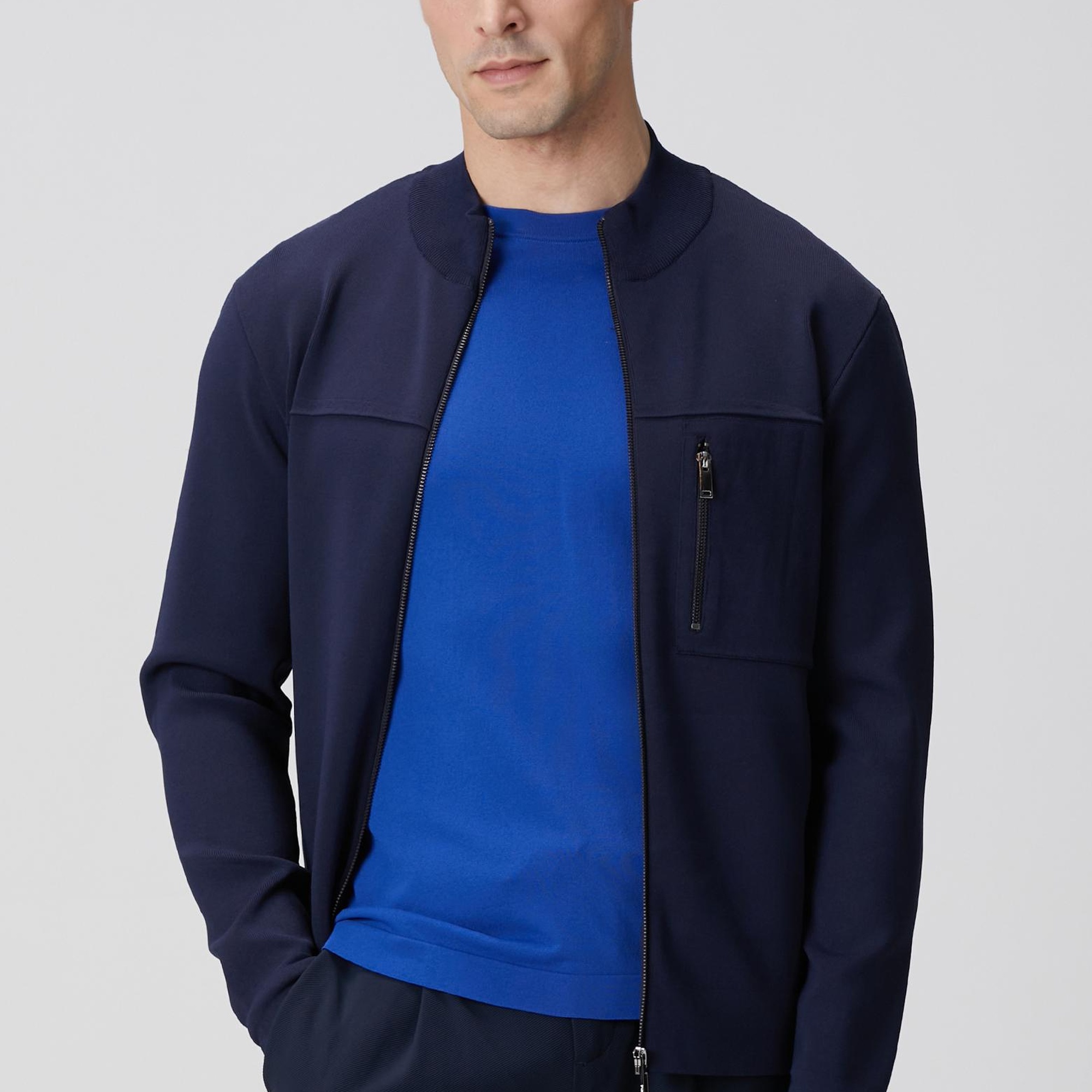 Network Erkek Lacivert Cep Detaylı Triko Mont