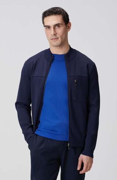  Network Erkek Lacivert Cep Detaylı Triko Mont