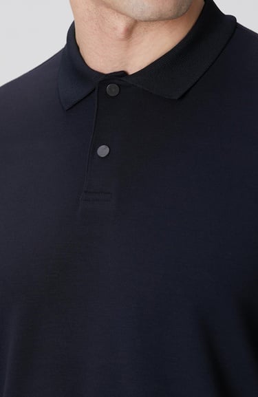  Network Erkek Lacivert Polo Yaka Çıtçıtlı Sweatshirt