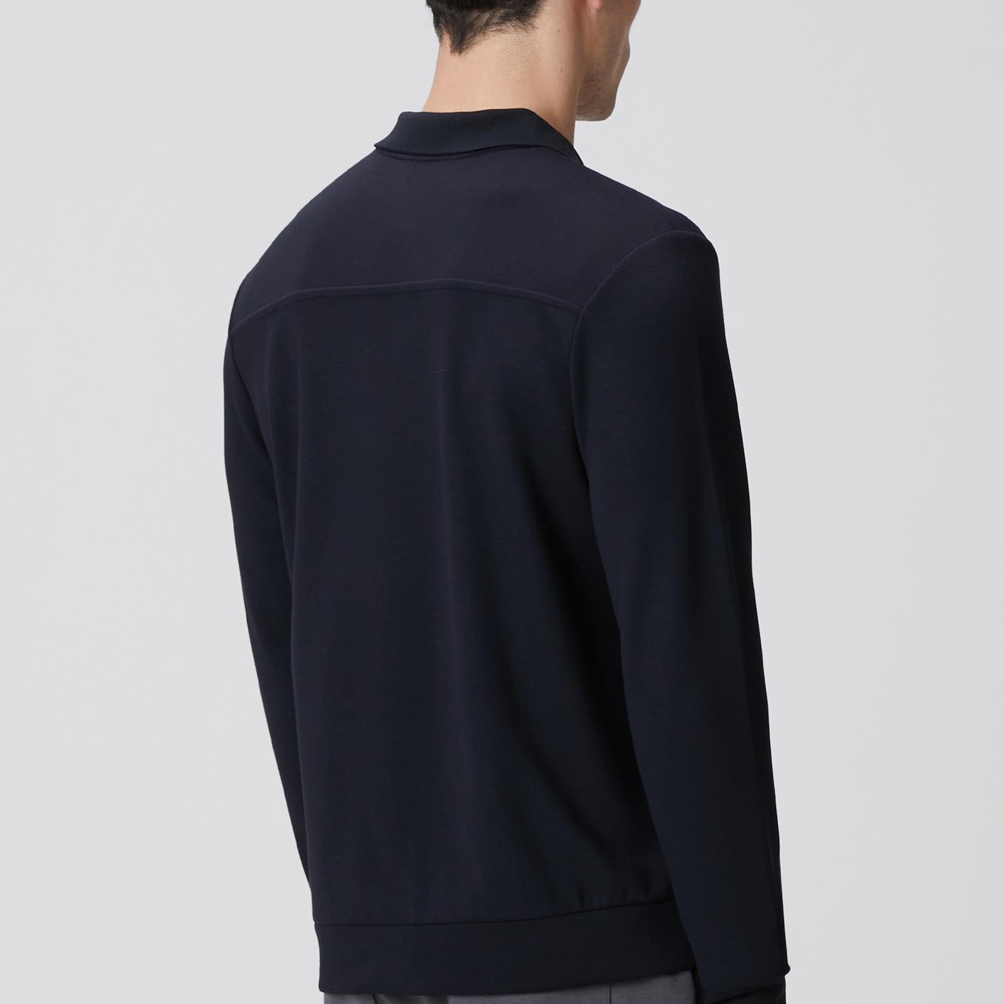 Network Erkek Lacivert Polo Yaka Çıtçıtlı Sweatshirt