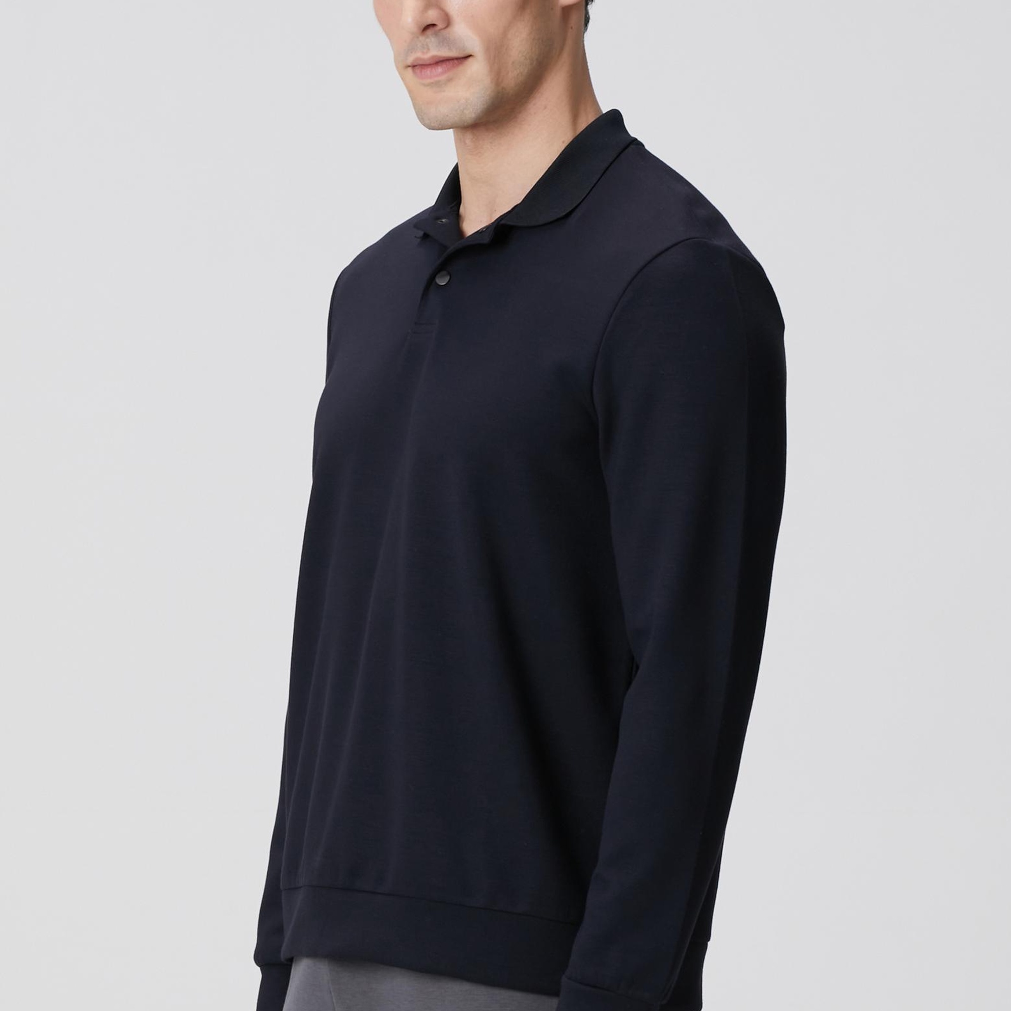 Network Erkek Lacivert Polo Yaka Çıtçıtlı Sweatshirt