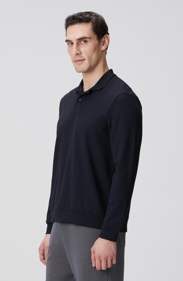  Network Erkek Lacivert Polo Yaka Çıtçıtlı Sweatshirt