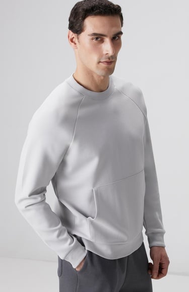  Network Erkek Gri Melanj Kanguru Cepli Sweatshirt