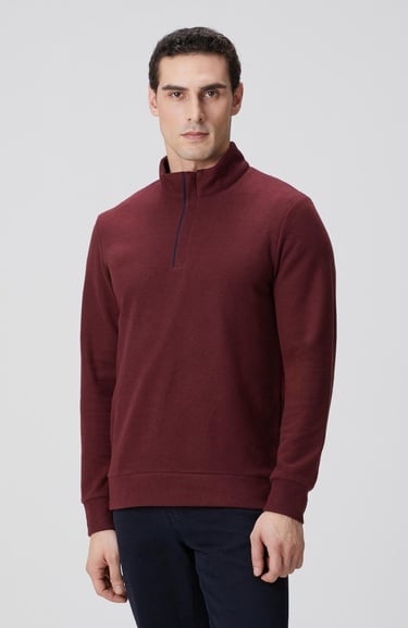  Network Erkek Bordo Süet Garni Detaylı Sweatshirt