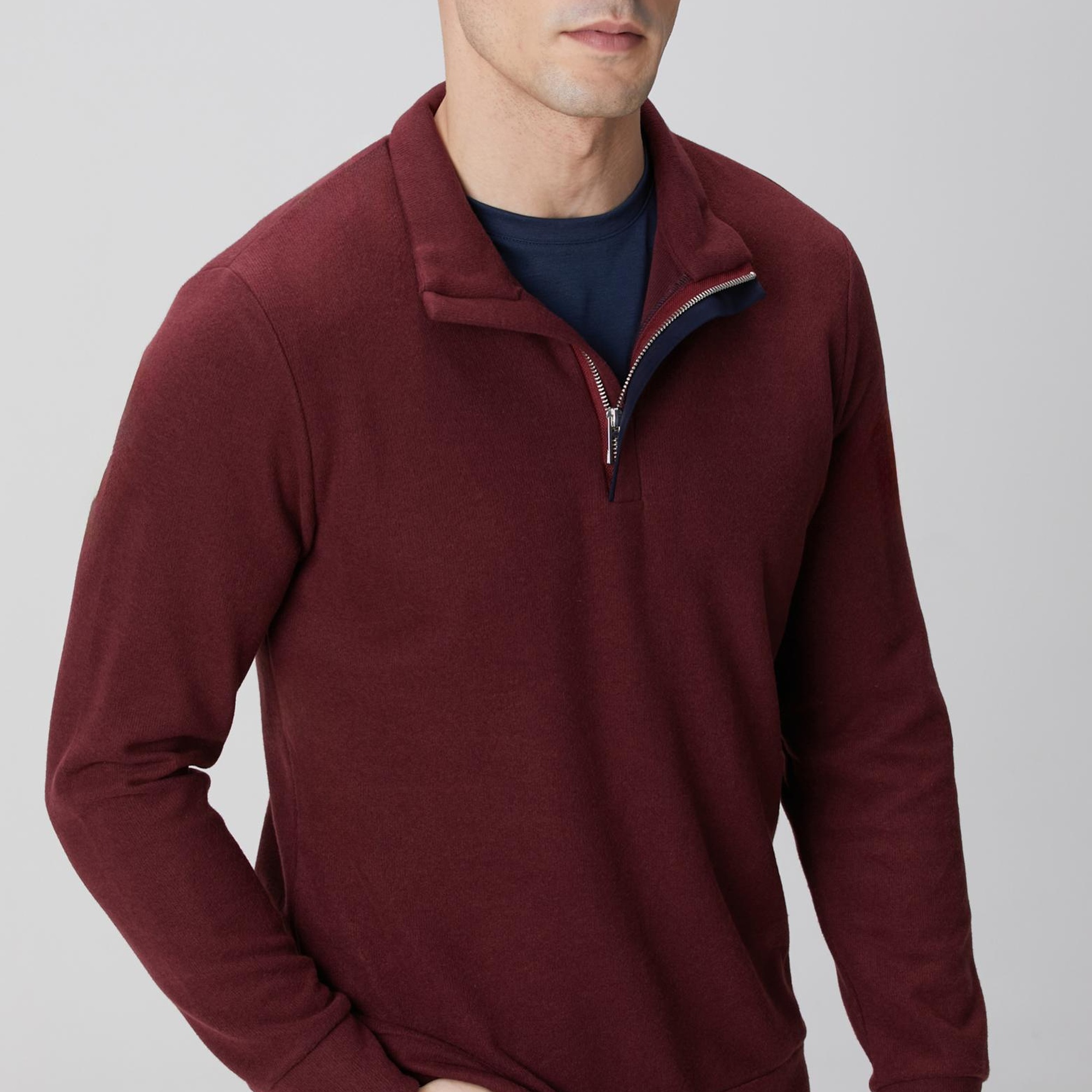 Network Erkek Bordo Süet Garni Detaylı Sweatshirt