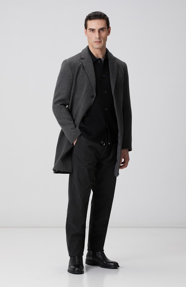  Network Erkek Siyah Polo Yaka Cepli Triko Hırka