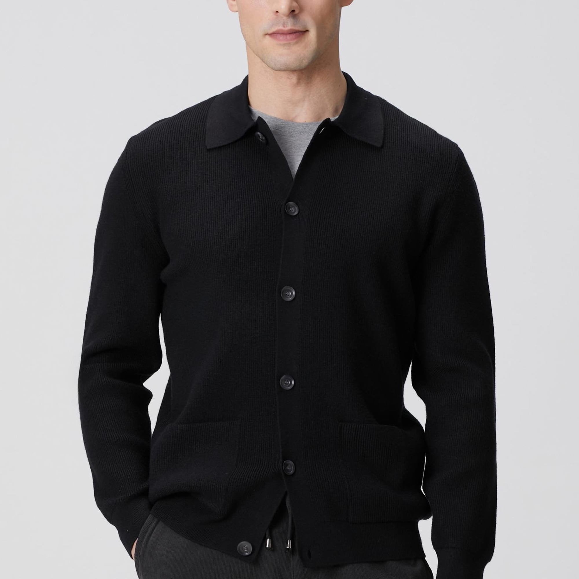 Network Erkek Siyah Polo Yaka Cepli Triko Hırka