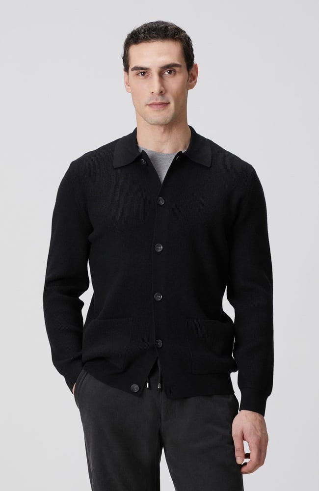  Network Erkek Siyah Polo Yaka Cepli Triko Hırka