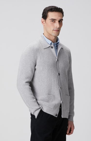  Network Erkek Gri Melanj Polo Yaka Cepli Triko Hırka