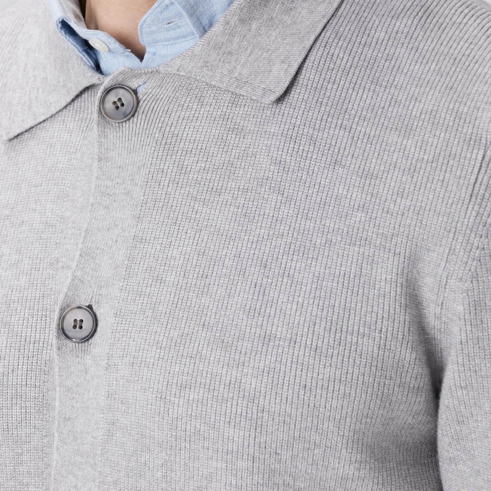 Network Erkek Gri Melanj Polo Yaka Cepli Triko Hırka