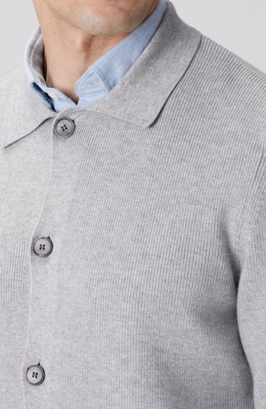  Network Erkek Gri Melanj Polo Yaka Cepli Triko Hırka