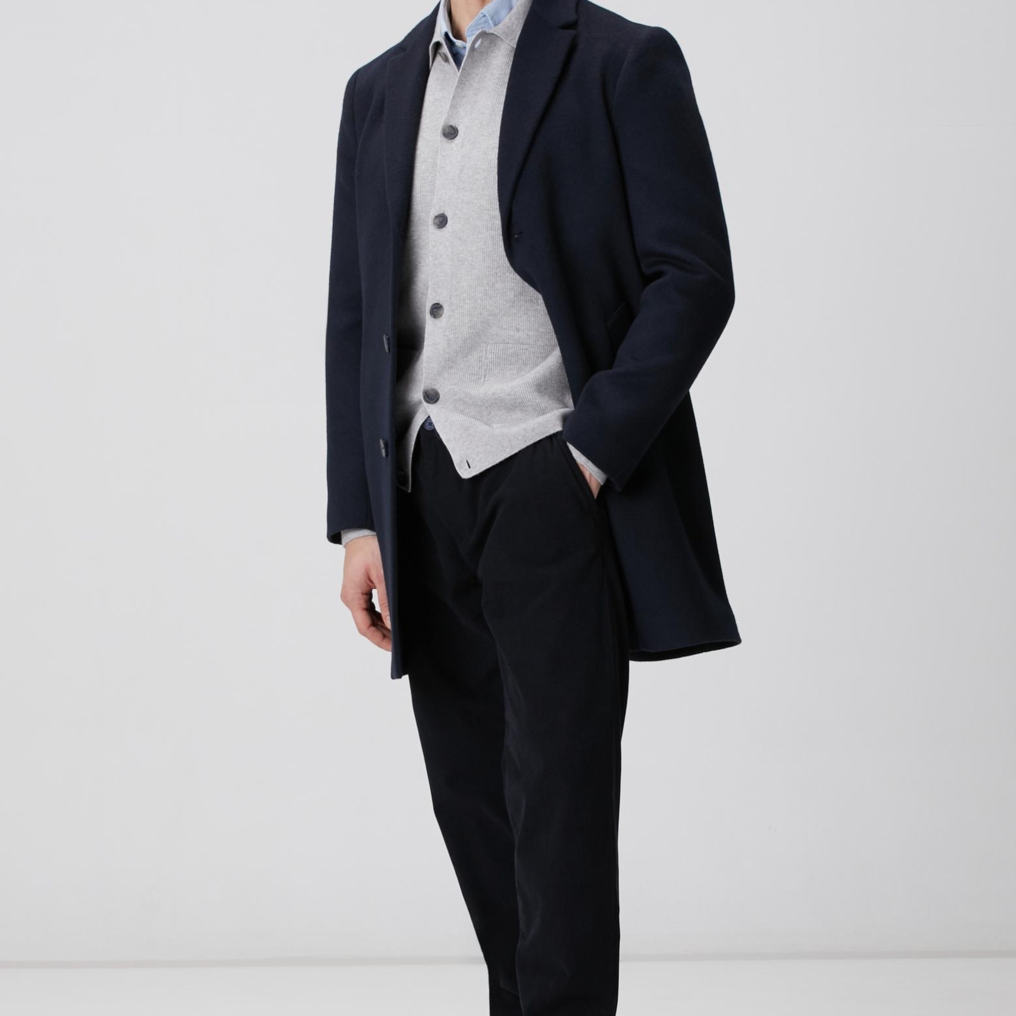 Network Erkek Gri Melanj Polo Yaka Cepli Triko Hırka