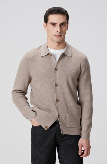  Network Erkek Vizon Polo Yaka Cepli Triko Hırka