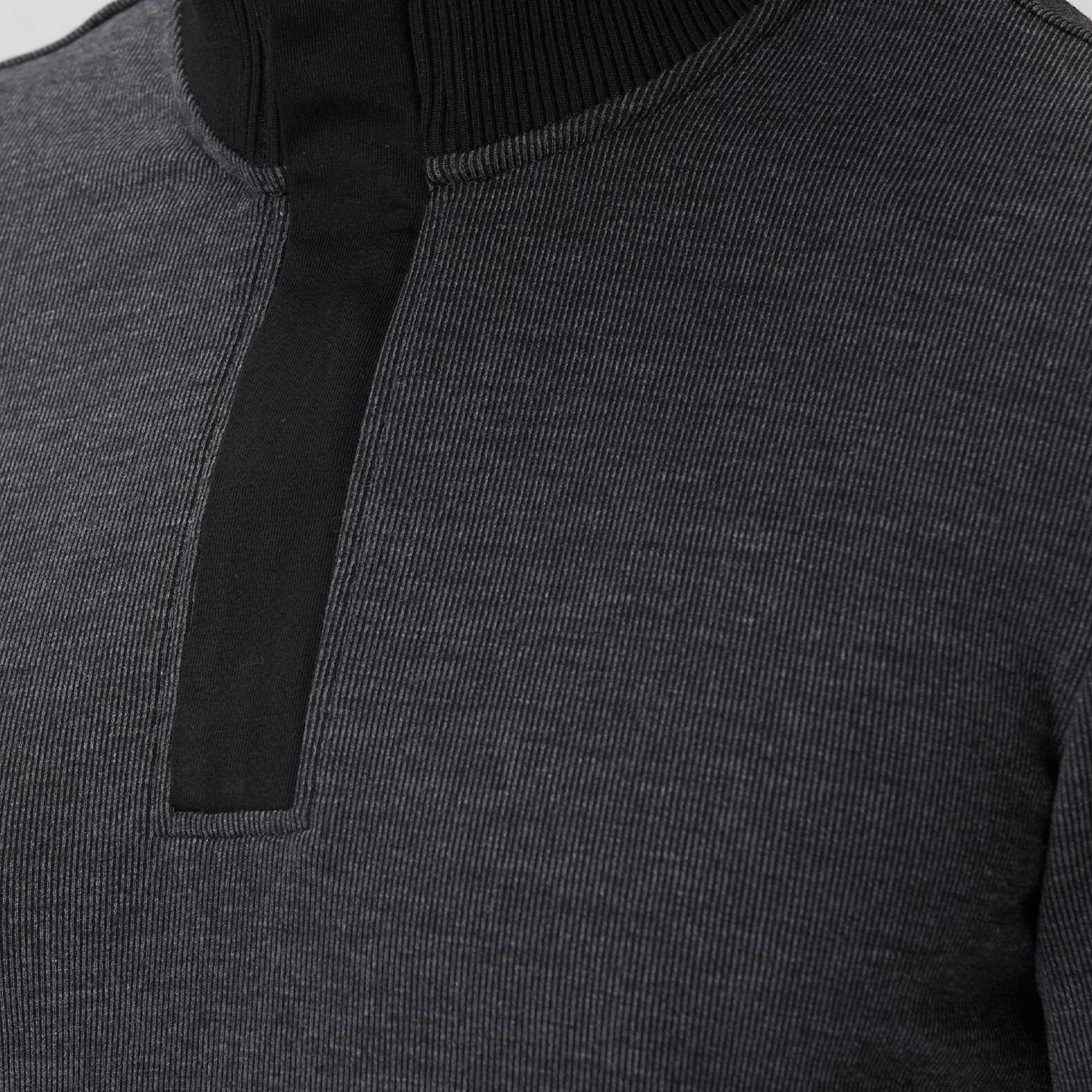 Network Erkek Siyah Fermuarlı Yaka Garnili Sweatshirt