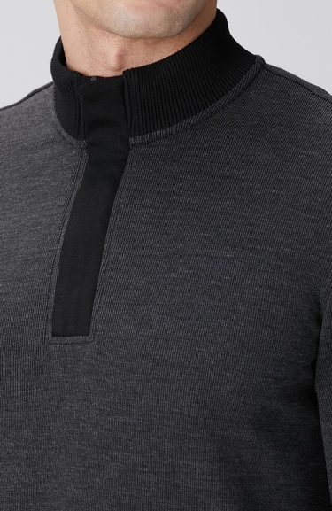  Network Erkek Siyah Fermuarlı Yaka Garnili Sweatshirt