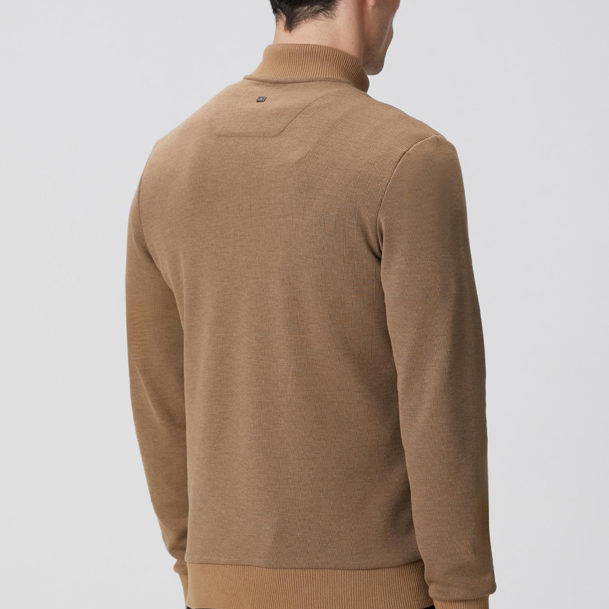 Network Erkek Camel Fermuarlı Yaka Garnili Sweatshirt