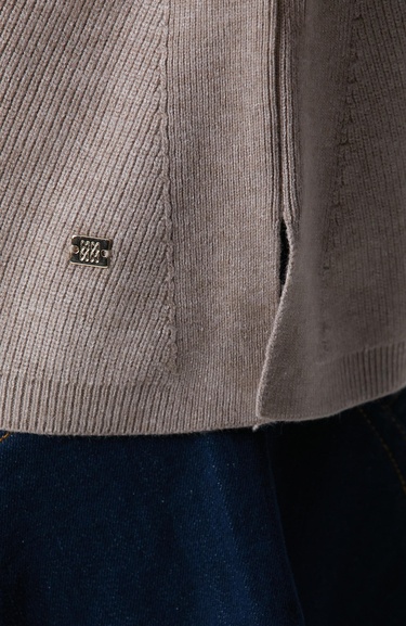  Network Kadın Vizon Verev Desen Örgü Kapüşonlu Kolsuz Kazak