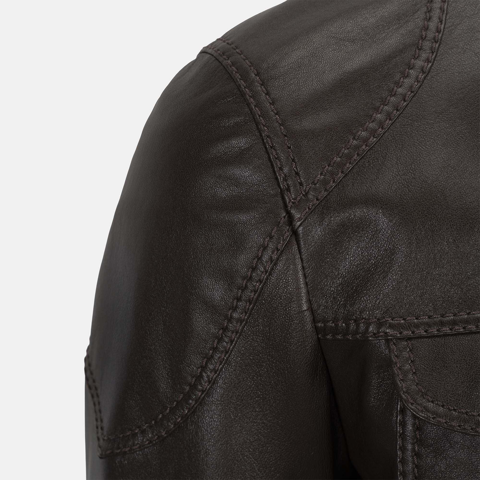 Erkek Koyu Kahve Hakim Yakalı Deri Ceket