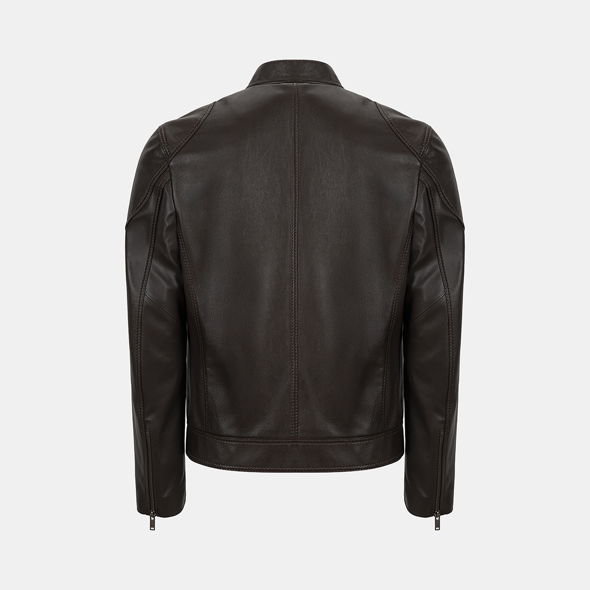 Erkek Koyu Kahve Hakim Yakalı Deri Ceket