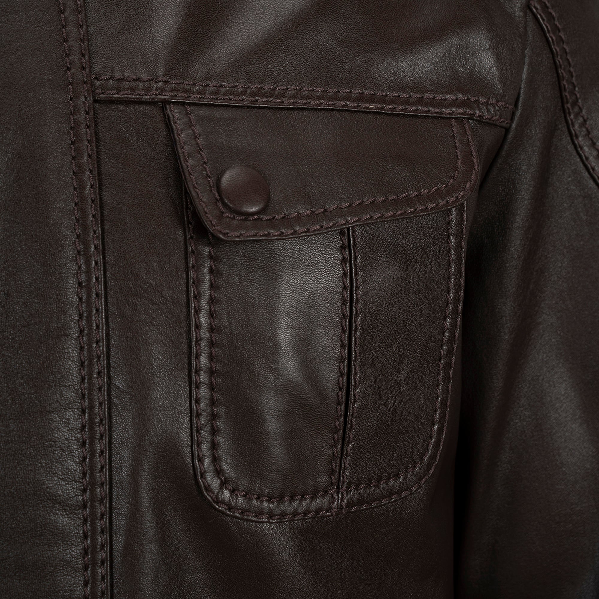 Erkek Koyu Kahve Hakim Yakalı Deri Ceket