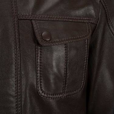  Erkek Koyu Kahve Hakim Yakalı Deri Ceket